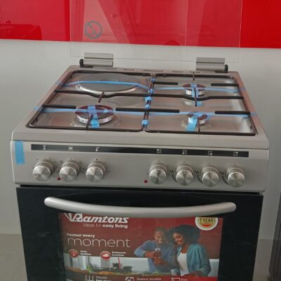 RAMTONS COOKER 60 BY 60 3 GAS 1 ELECTRIC ELECTRIC OVEN JET VALVE SILVER IN COLOR