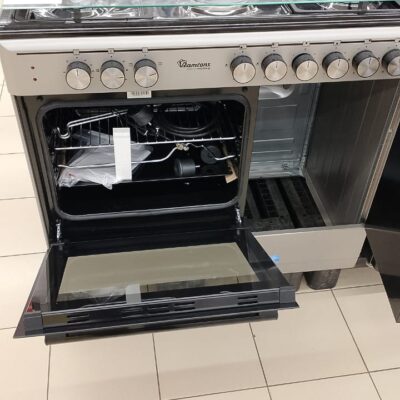 RAMTONS COOKER 90 BY 60 4 GAS 2 ELECTRIC 60L ELECTRIC OVEN  JET VALVE GAS COMPARTMENT  SILVER IN COLOR