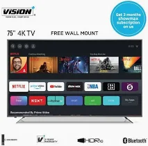 Vision 75"inch 4k frameless Tv Screen