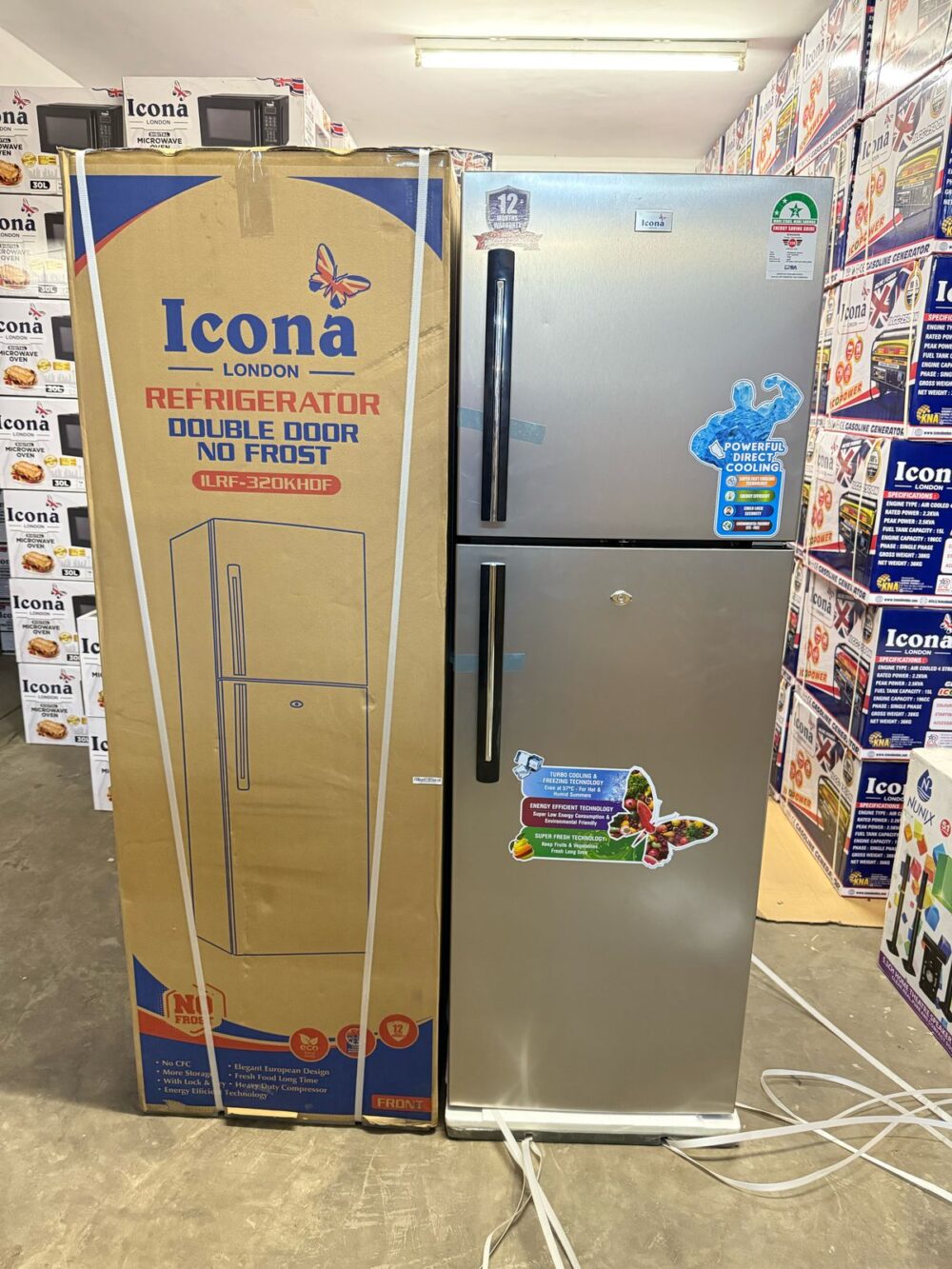ICONA 275 LITRES DOUBLE DOOR NO FROST DOOR HANDLES